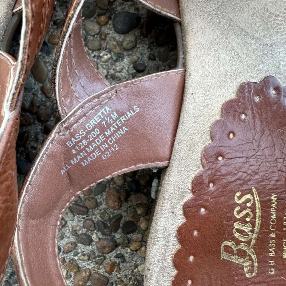 GH Bass Gretta Brown Strappy Slingback Wedge Sandals Womens 7.5‎ M 4128-200